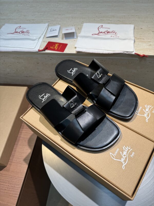 Christian Louboutin Men's Summer Cowhide Leather Slippers - Image 2