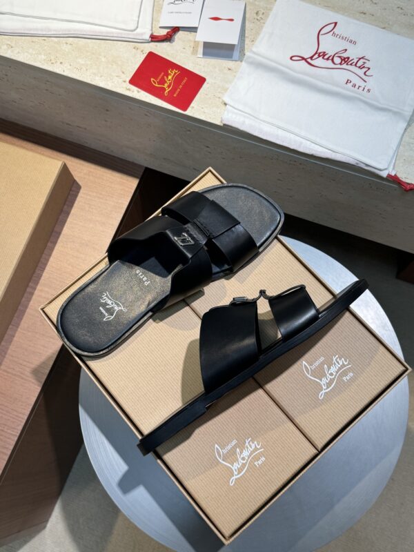 Christian Louboutin Men's Summer Cowhide Leather Slippers - Image 4