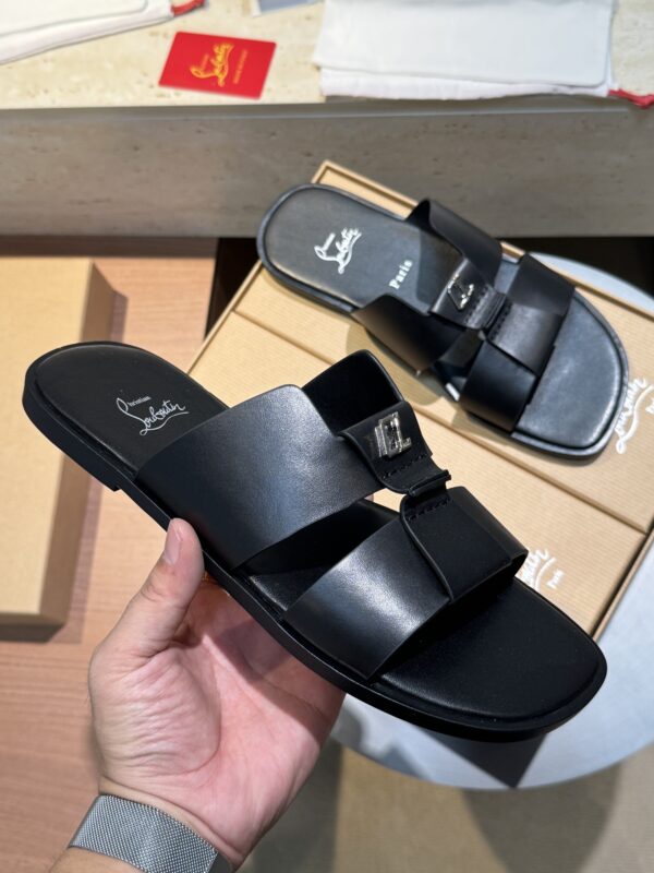 Christian Louboutin Men's Summer Cowhide Leather Slippers - Image 5