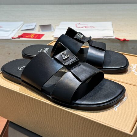 Christian Louboutin Men's Summer Cowhide Leather Slippers