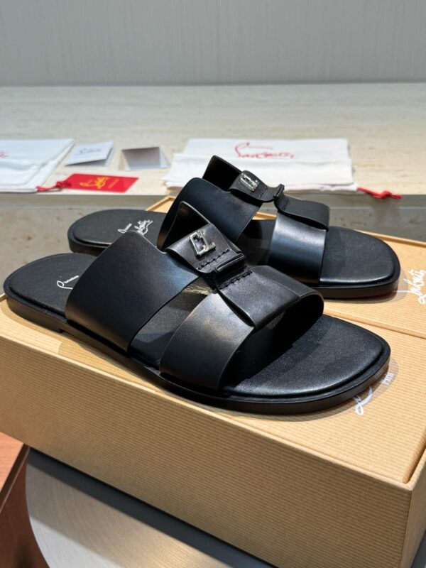 Christian Louboutin Men's Summer Cowhide Leather Slippers