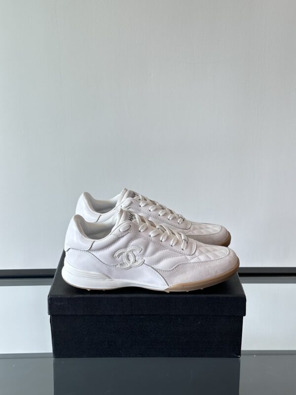 Chanel Panda Colored Light Diamond Grid Tennis Shoes - Image 2