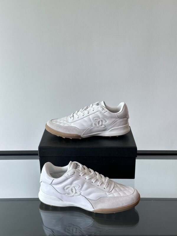Chanel Panda Colored Light Diamond Grid Tennis Shoes - Image 5