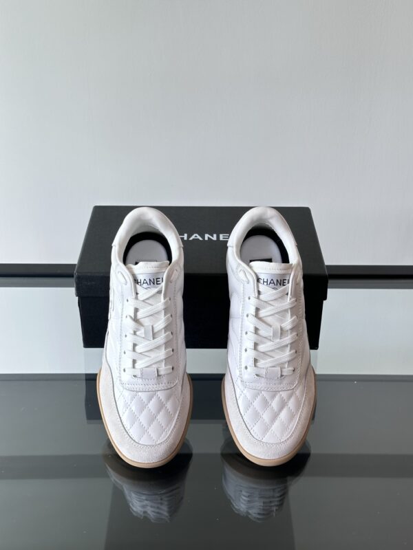 Chanel Panda Colored Light Diamond Grid Tennis Shoes - Image 6