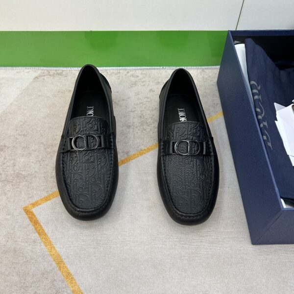 Christian Dior Men's Lychee Patterned Cowhide Leather Bean Shoes - Image 2