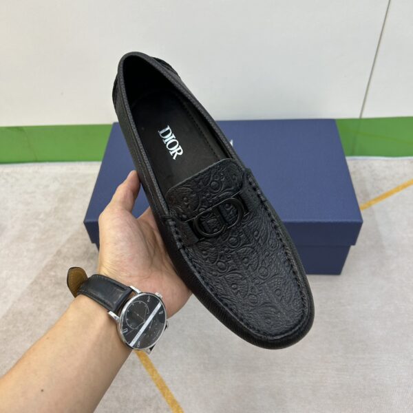 Christian Dior Men's Lychee Patterned Cowhide Leather Bean Shoes - Image 5