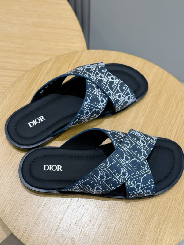 Christian Dior Alias Men's Oblique Printed Cowhide Leather Slippers - Image 3