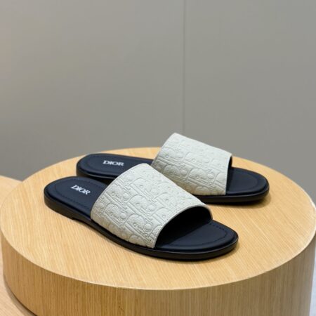 Christian Dior Alias Oblique Printed Men's Cowhide Leather Slippers