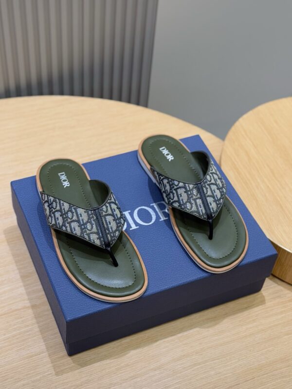 Christian Dior Alias Men's Oblique Printed Cowhide Leather Slippers - Image 2