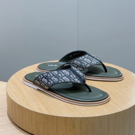 Christian Dior Alias Men's Oblique Printed Cowhide Leather Slippers