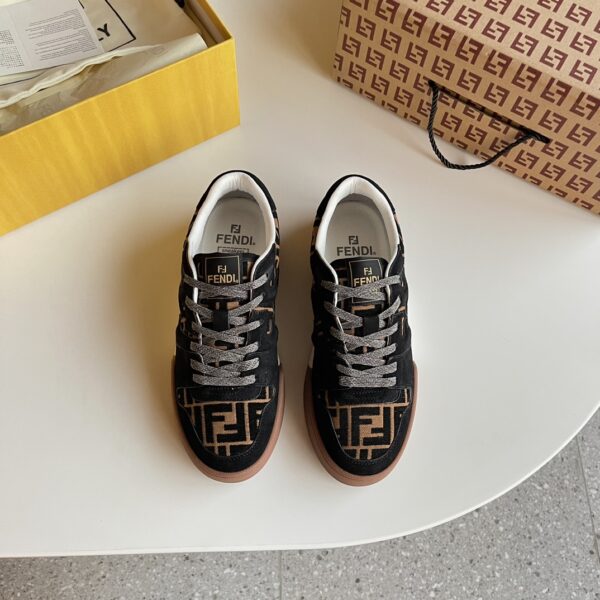 Fendi Match Couple Cowhide Leather Retro Color Clash Casual Sports Shoes - Image 2