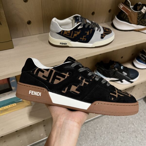 Fendi Match Couple Cowhide Leather Retro Color Clash Casual Sports Shoes - Image 5