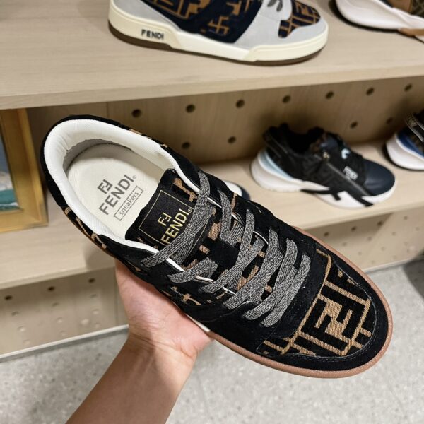 Fendi Match Couple Cowhide Leather Retro Color Clash Casual Sports Shoes - Image 6