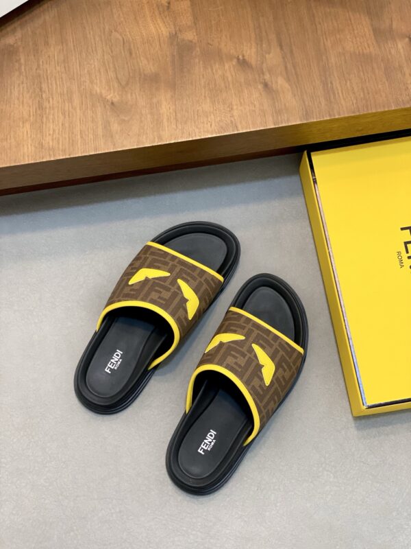 Fendi New Men's Canvas Double F Letter Slippers