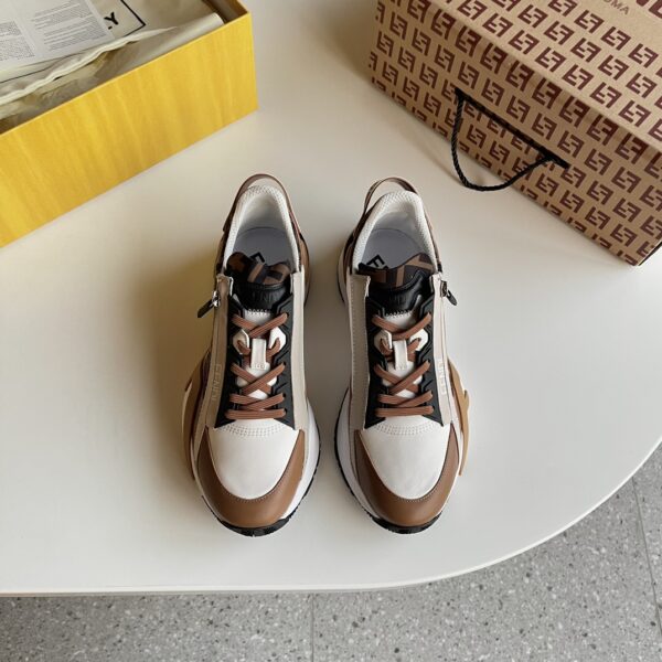 Fendi High Quality Napa Color Blocked Low Cut Sneakers - Image 2