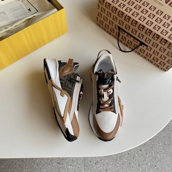 Fendi High Quality Napa Color Blocked Low Cut Sneakers - Image 3