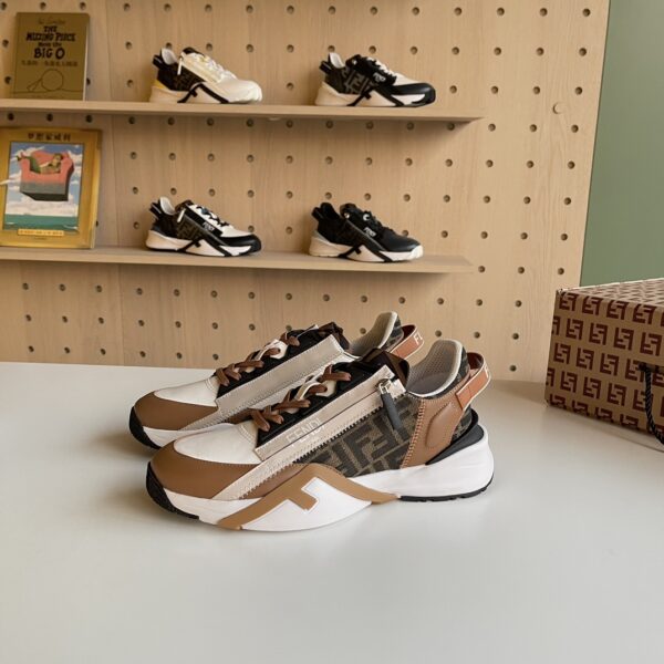 Fendi High Quality Napa Color Blocked Low Cut Sneakers - Image 4