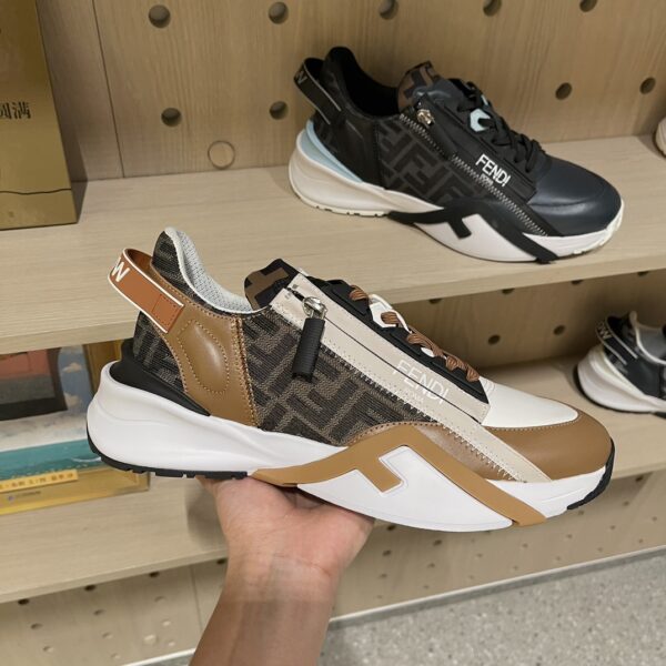 Fendi High Quality Napa Color Blocked Low Cut Sneakers - Image 5