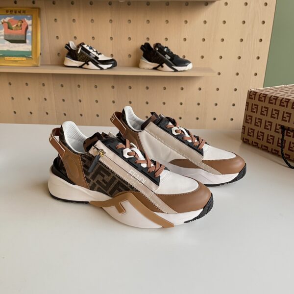 Fendi High Quality Napa Color Blocked Low Cut Sneakers