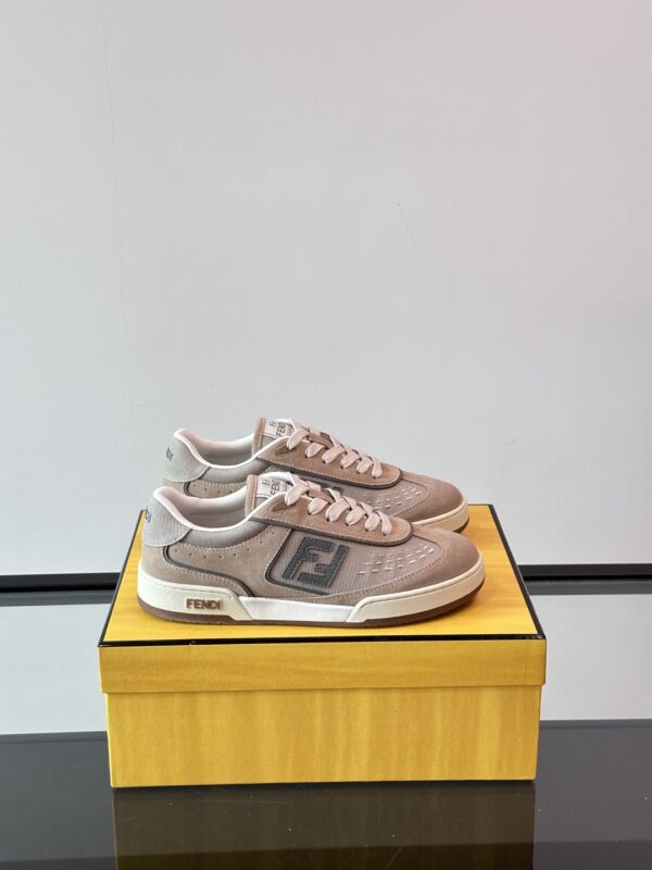 Fendi Match Cowhide Leather Mesh Casual Sports Shoes - Image 2