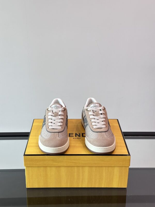 Fendi Match Cowhide Leather Mesh Casual Sports Shoes - Image 3