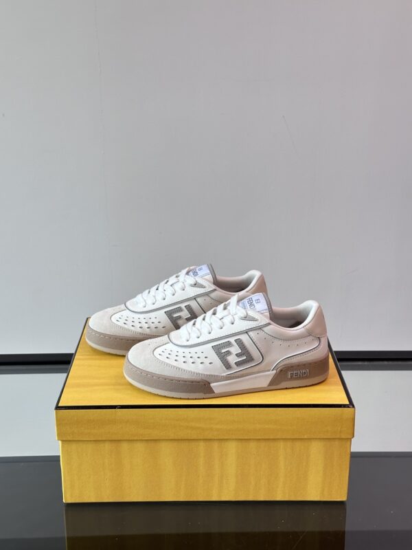 Fendi Match Series Couple Cowhide Leather Lace Up Sneakers - Image 4