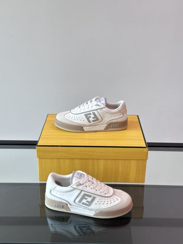 Fendi Match Series Couple Cowhide Leather Lace Up Sneakers - Image 5