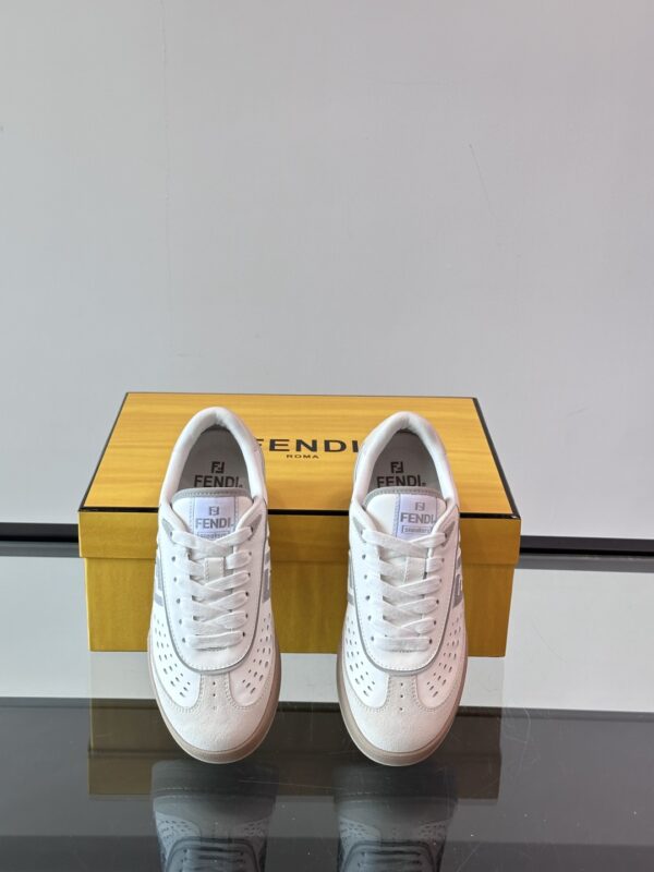 Fendi Match Series Couple Cowhide Leather Lace Up Sneakers - Image 6