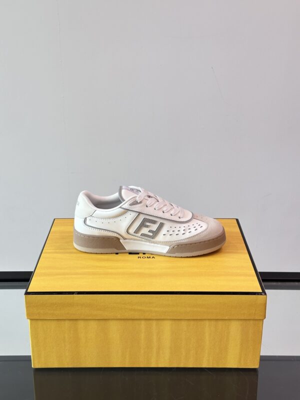 Fendi Match Series Couple Cowhide Leather Lace Up Sneakers - Image 7