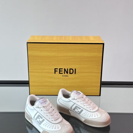 Fendi Match Series Couple Cowhide Leather Lace Up Sneakers