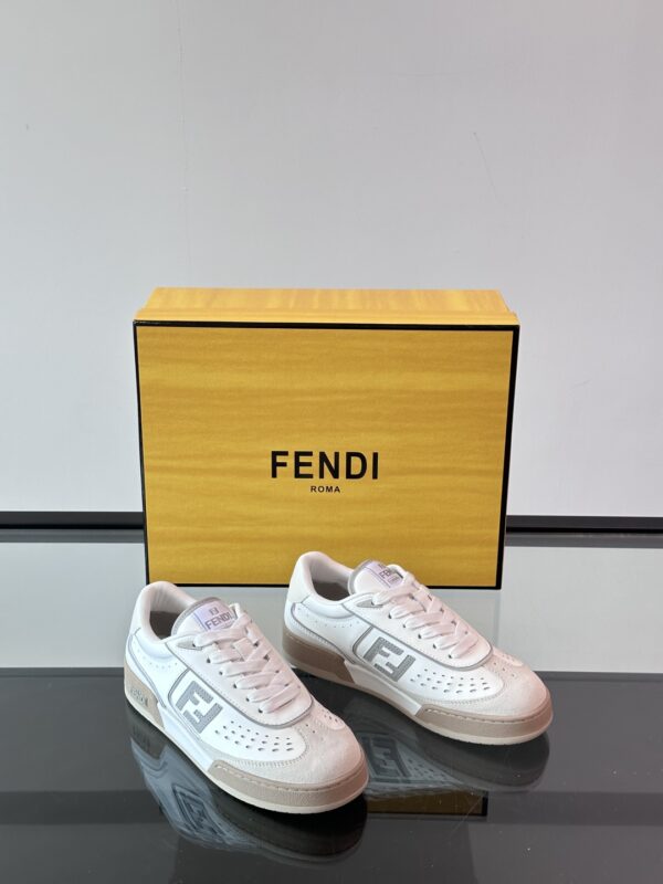 Fendi Match Series Couple Cowhide Leather Lace Up Sneakers
