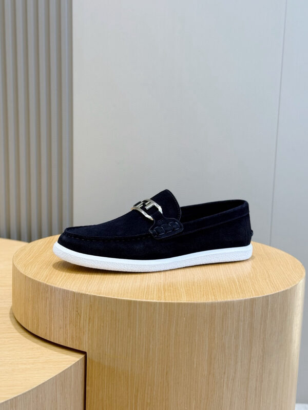 Fendi FF Square Toe Pattern Cowhide Leather Loafers - Image 3