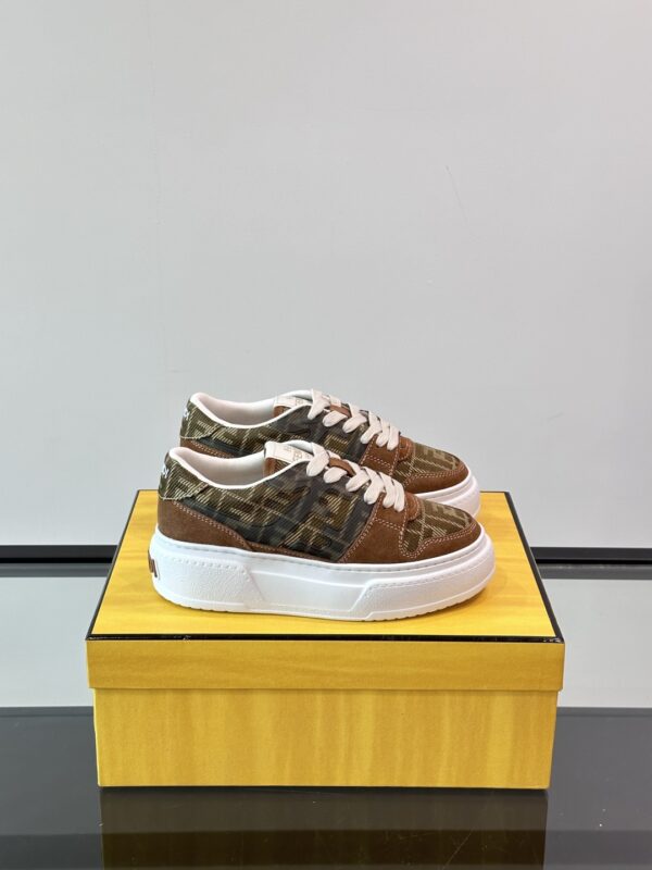 Fendi Washed Denim Thick Soled Casual Sports Shoes - Image 2