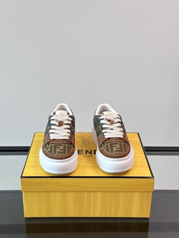 Fendi Washed Denim Thick Soled Casual Sports Shoes - Image 3