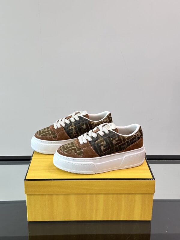 Fendi Washed Denim Thick Soled Casual Sports Shoes - Image 4