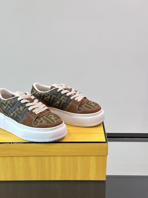 Fendi Washed Denim Thick Soled Casual Sports Shoes - Image 7