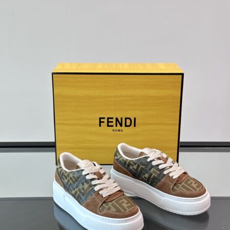 Fendi Washed Denim Thick Soled Casual Sports Shoes