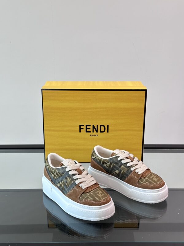 Fendi Washed Denim Thick Soled Casual Sports Shoes