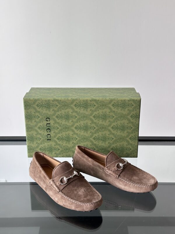 Gucci Men's Classic Cowhide Leather Bean Shoes Loafers