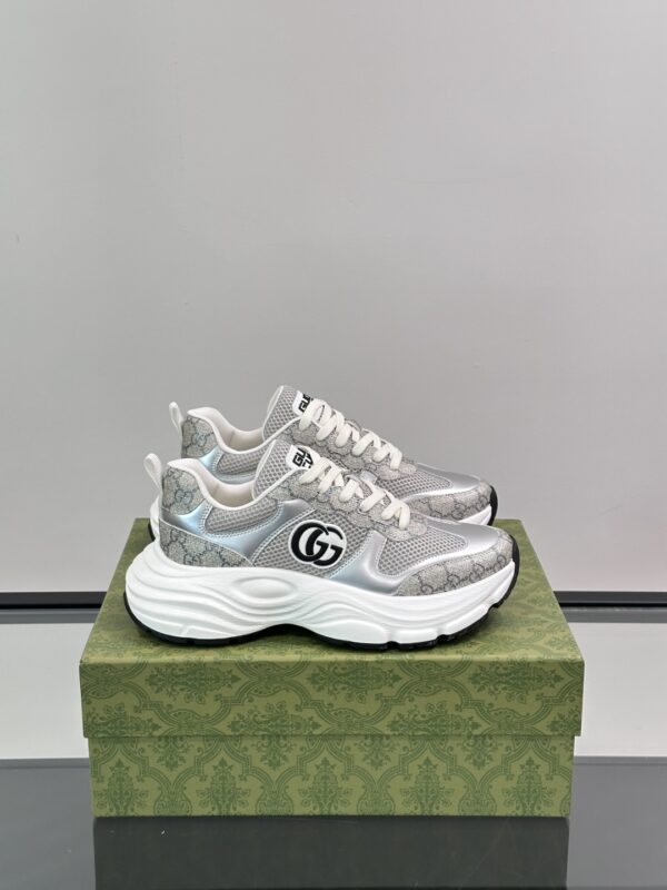 Gucci Men's Cowhide Leather Splicing Mesh GG Sports Shoes - Image 2