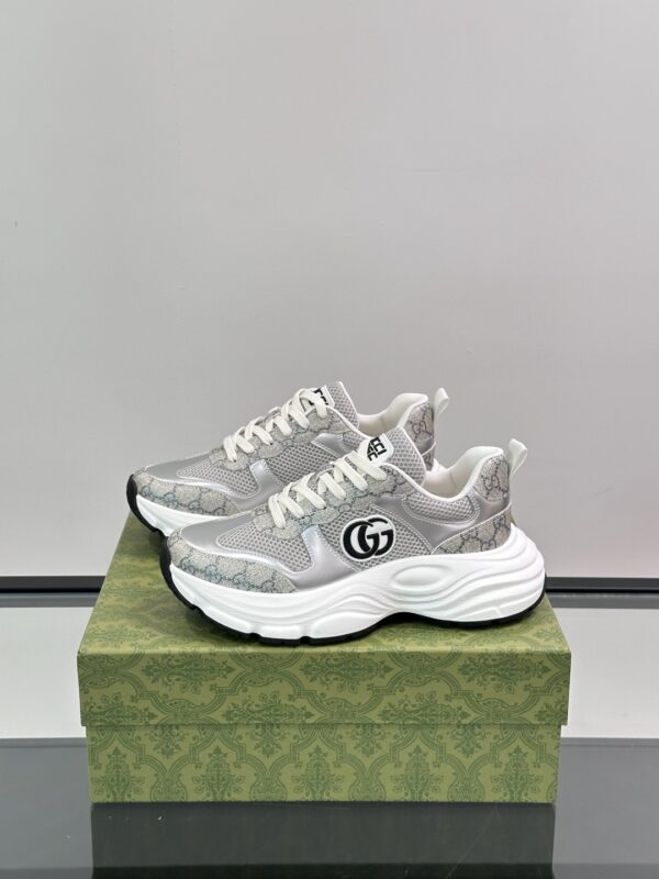 Gucci Men's Cowhide Leather Splicing Mesh GG Sports Shoes - Image 4