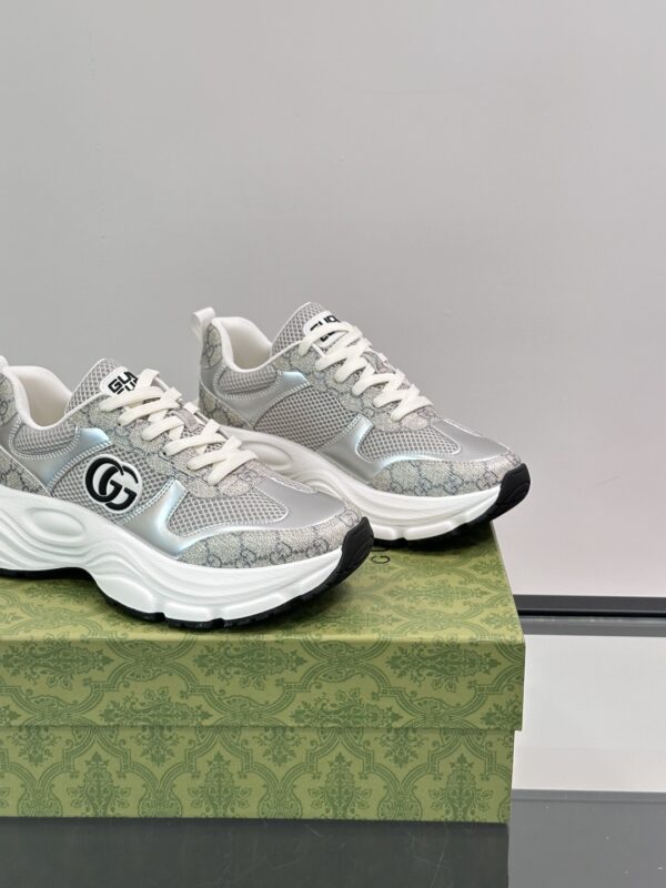 Gucci Men's Cowhide Leather Splicing Mesh GG Sports Shoes - Image 8