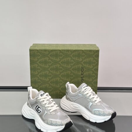 Gucci Men's Cowhide Leather Splicing Mesh GG Sports Shoes