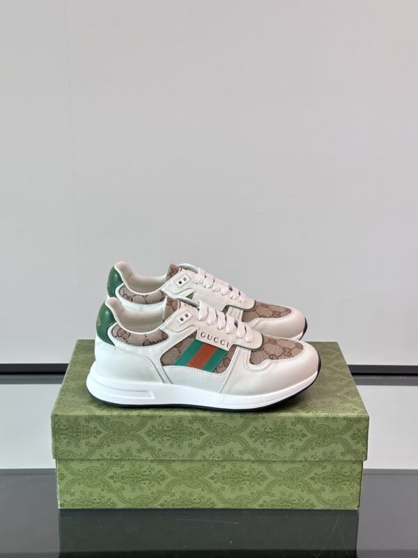 Gucci Men's Cowhide Leather Patchwork Canvas GG Sports Shoes - Image 2