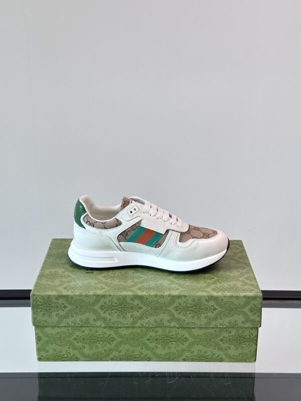 Gucci Men's Cowhide Leather Patchwork Canvas GG Sports Shoes - Image 6