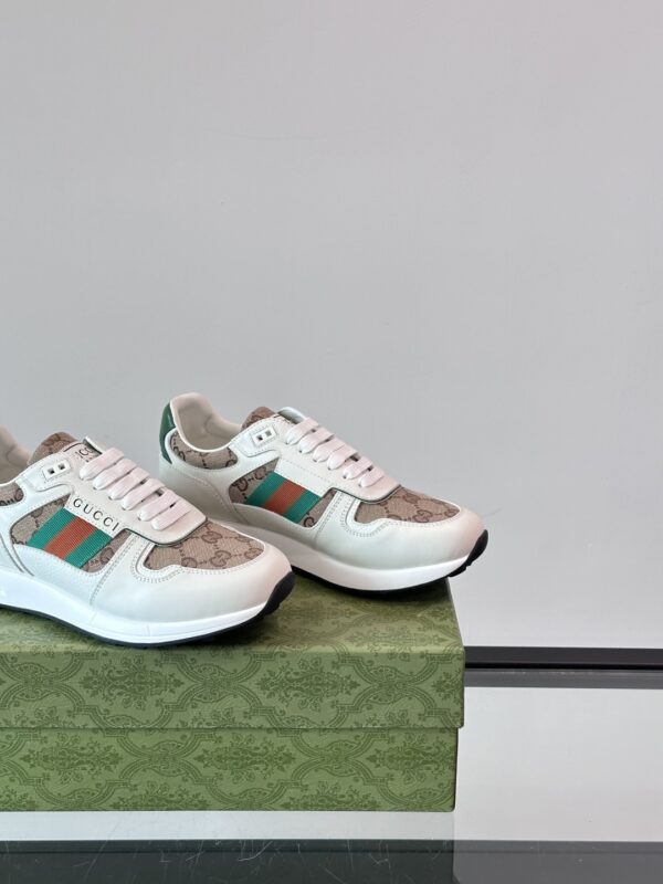 Gucci Men's Cowhide Leather Patchwork Canvas GG Sports Shoes - Image 8