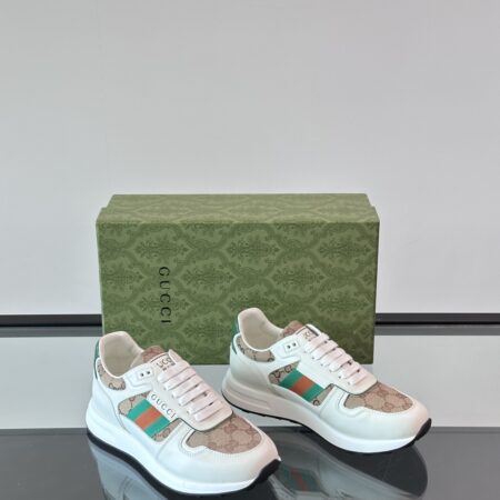 Gucci Men's Cowhide Leather Patchwork Canvas GG Sports Shoes