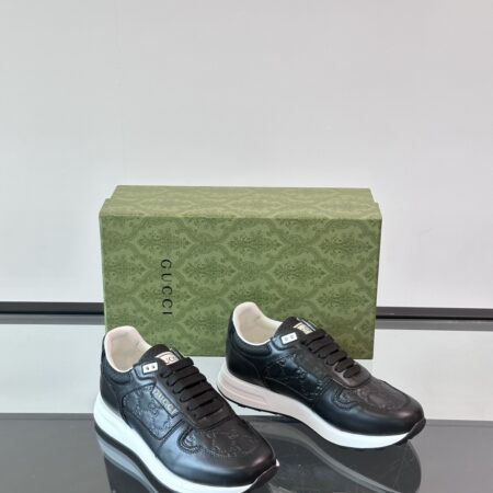 Gucci Men's Full Cowhide Leather GG Sports Shoes