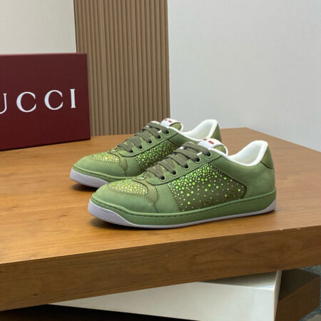 Gucci Men's Rhinestone Cowhide Leather Casual Sports Shoes
