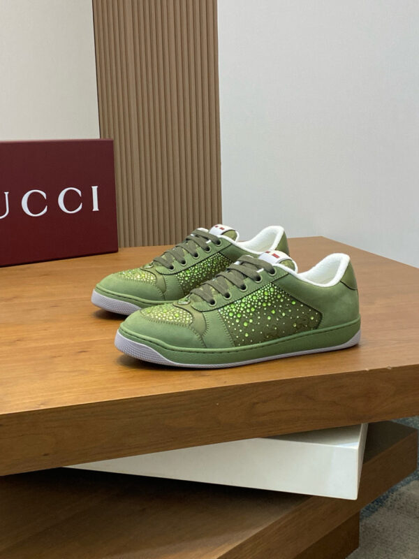 Gucci Men's Rhinestone Cowhide Leather Casual Sports Shoes